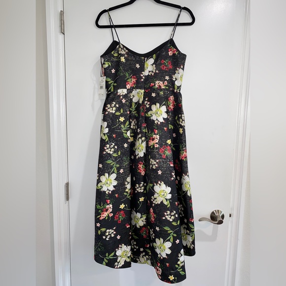 NWT Aidan Mattox high-low shimmery floral midi dress - Picture 5 of 7